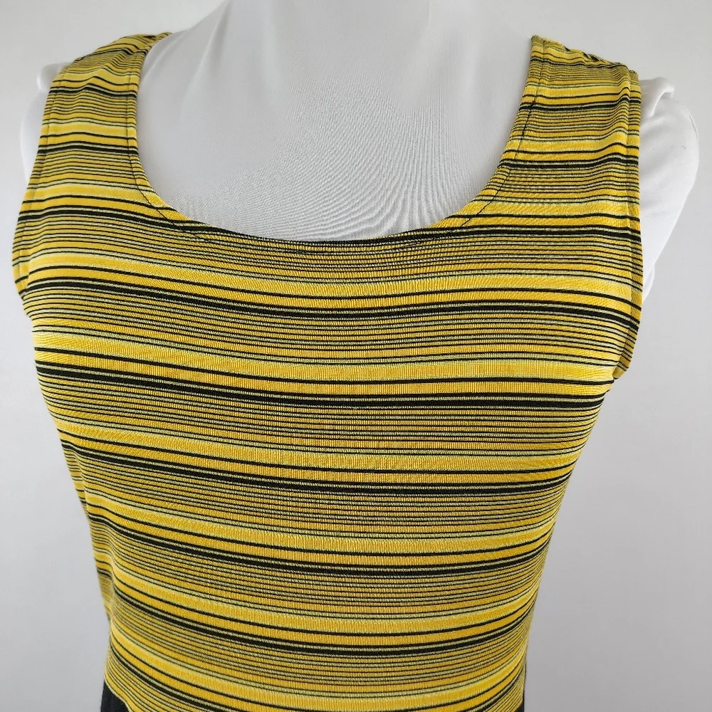 Vintage 80s 90s John Roberts Women's Yellow Black Striped Jumpsuit Size 8 Bold - Picture 7 of 13